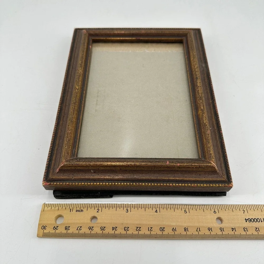 Vintage Style Bronze Gold Beaded Wood Picture Frame 5x7 Tabletop Wall Decor‎